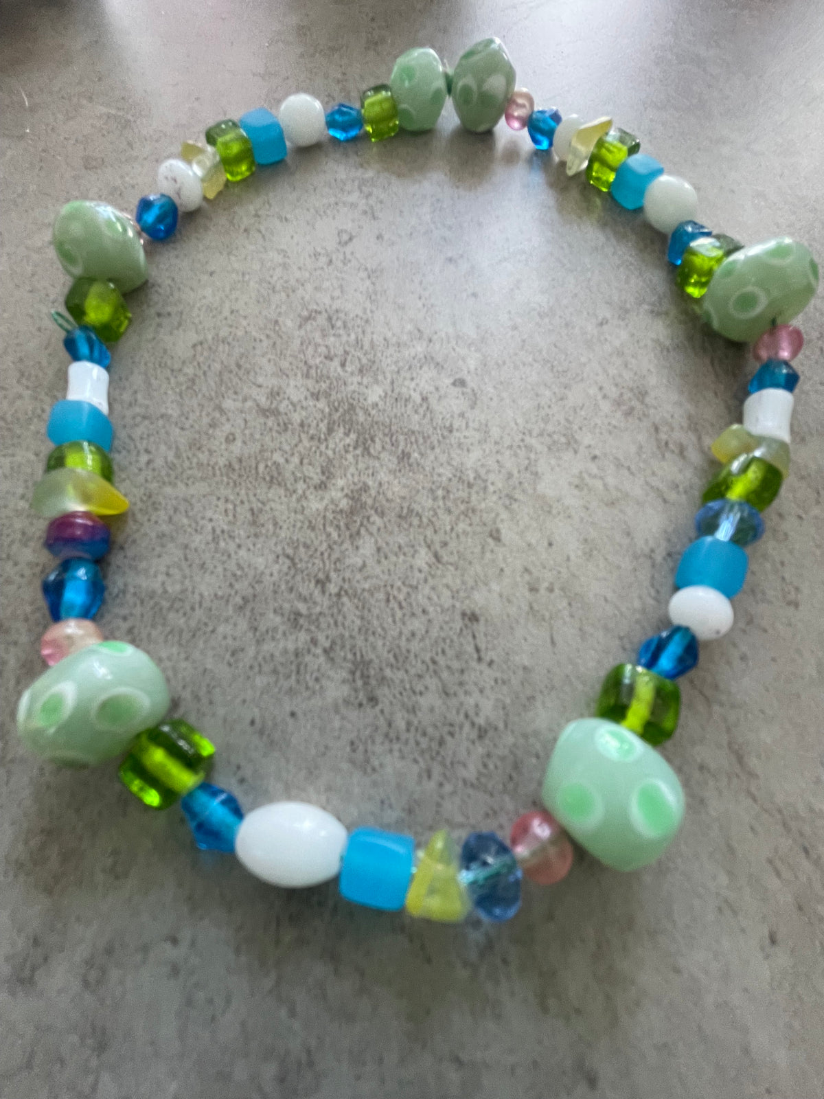 Mint Polka Dot Bead Necklace