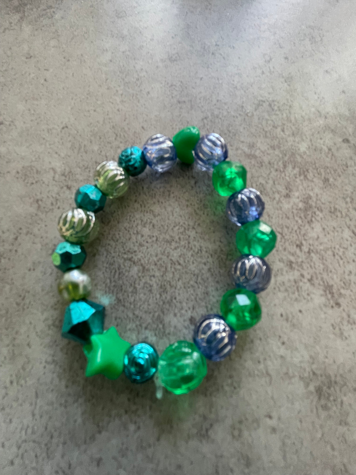 Green & Blue Star Beaded Bracelet