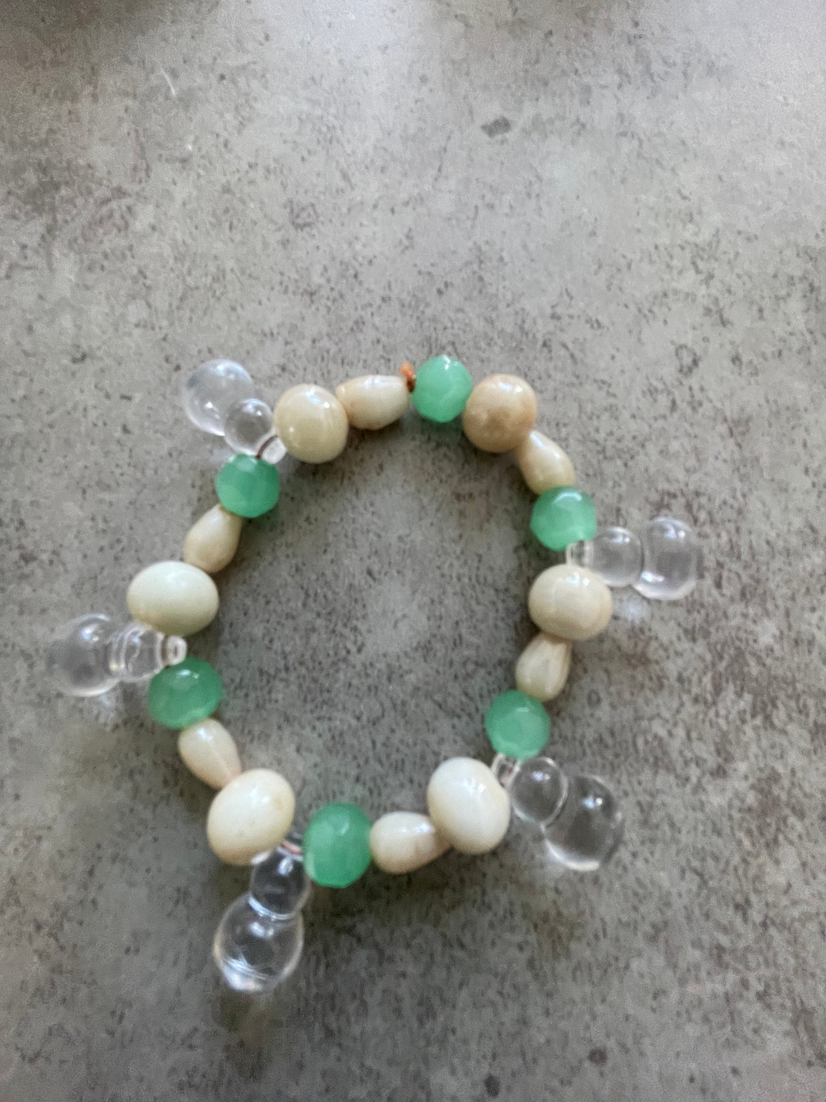 Cream & Mint Beaded Bracelet