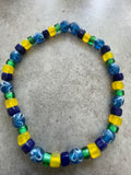 Blue Swirl Glass Bead Necklace