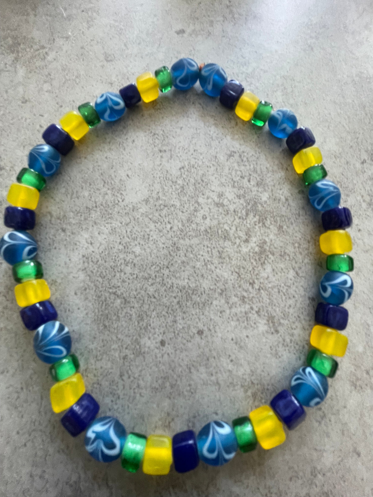 Blue Swirl Glass Bead Necklace