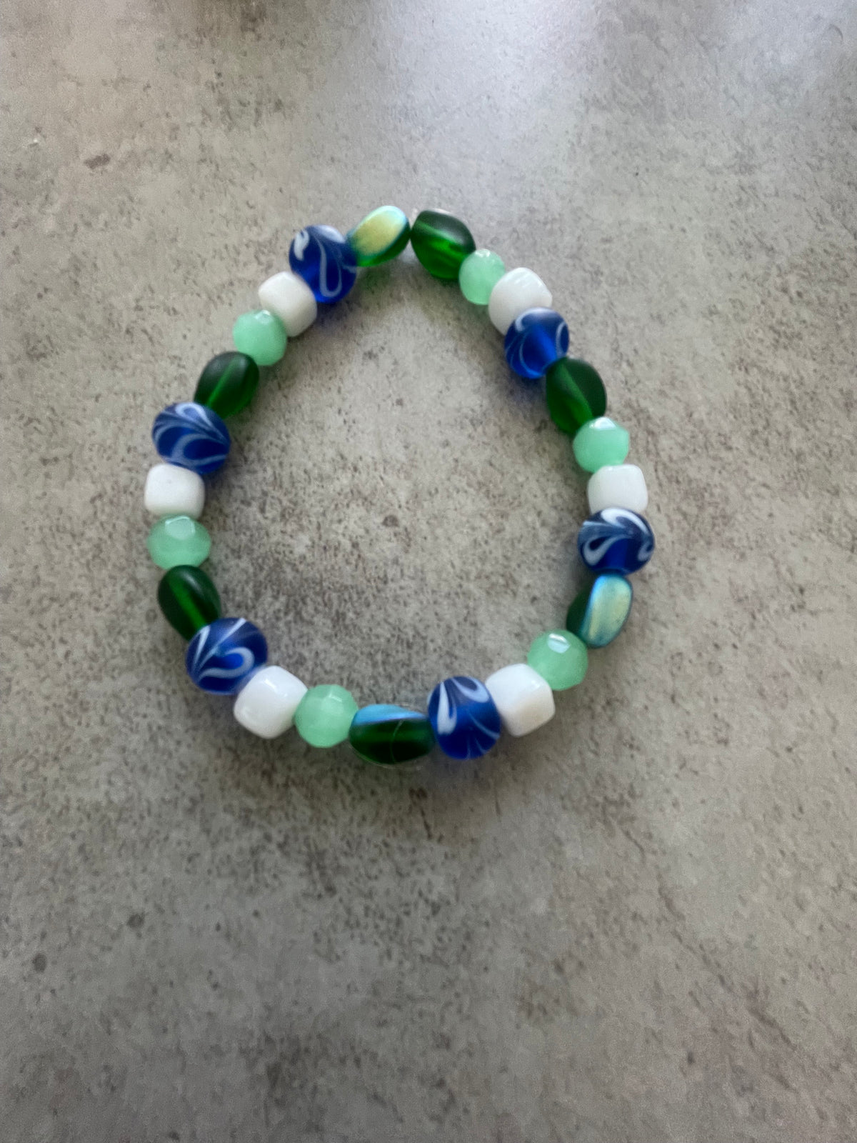 Blue & Green Swirl Beaded Bracelet