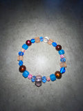 Blue, Pink & Burgundy Beaded Bracelet