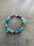 Blue Flower Seed Bead Bracelet
