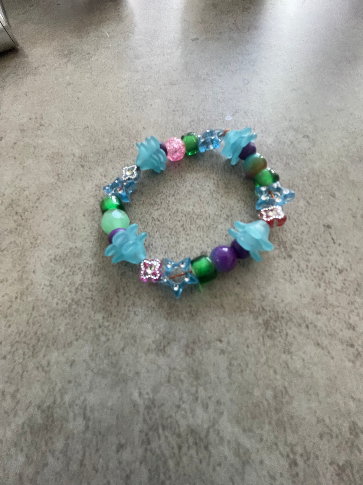 Blue Flower & Star Beaded Bracelet