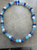 Blue, white and purple glass beaded Necklace