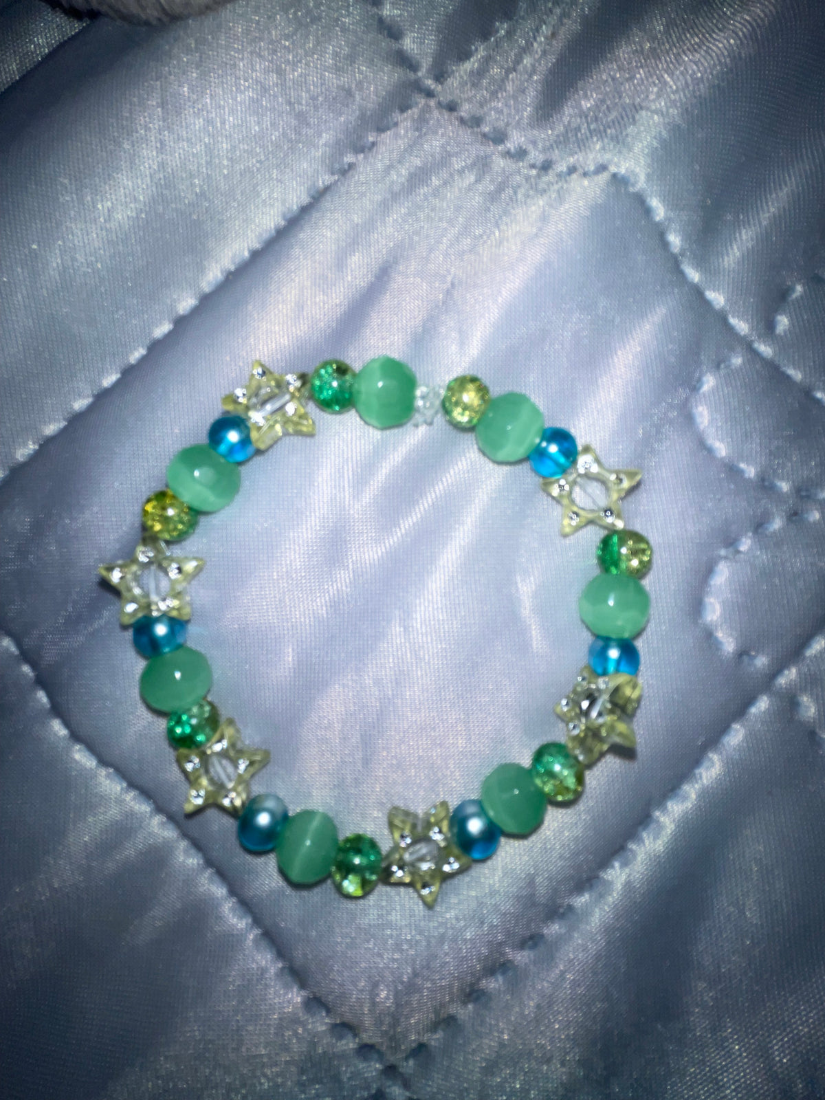 Mint Green & Blue Star Beaded Bracelet
