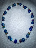 Blue Swirl & White Beaded Necklace
